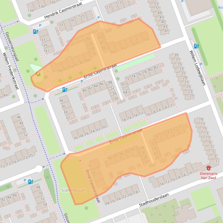 Kaart van postcodegebied 3136BA.