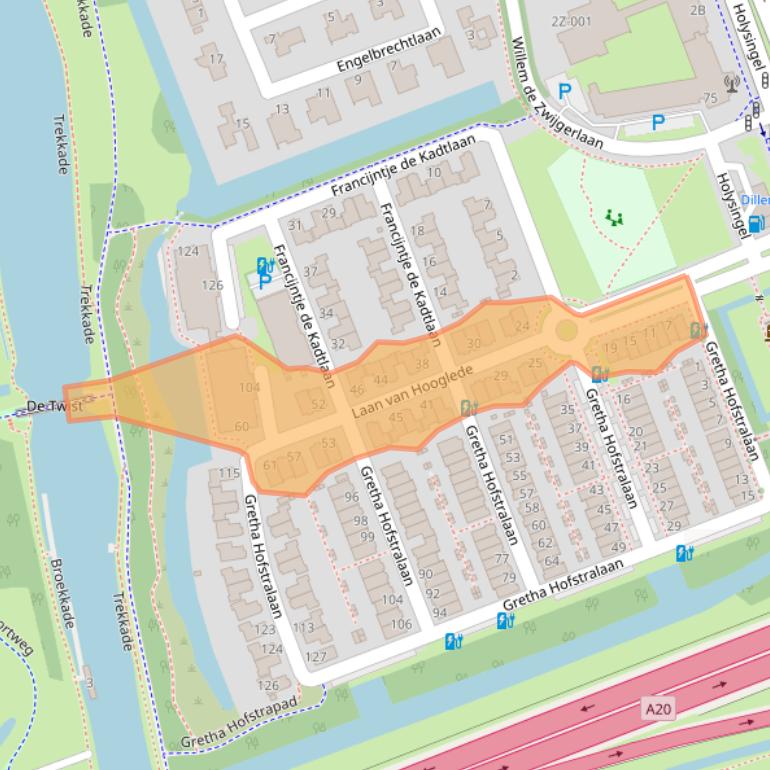 Kaart van postcodegebied 3136LT.