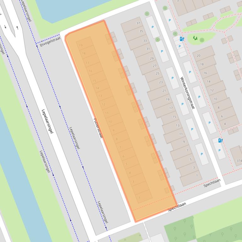 Kaart van postcodegebied 3136PZ.