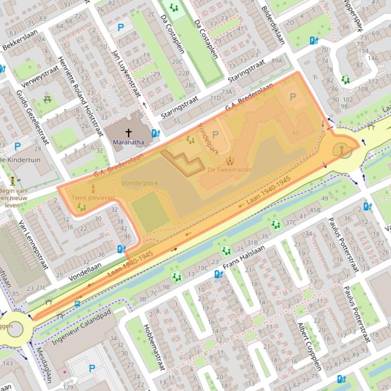 Kaart van postcodegebied 3141CJ.