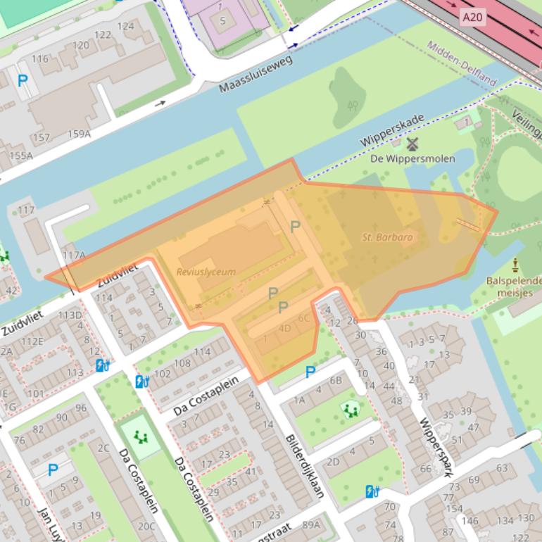 Kaart van postcodegebied 3141SV.