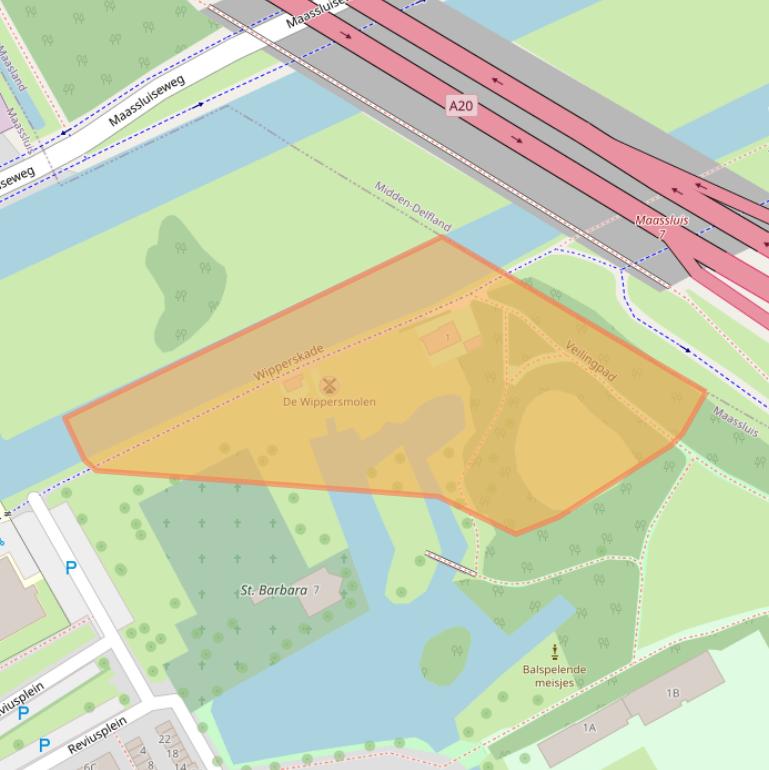 Kaart van postcodegebied 3141SW.