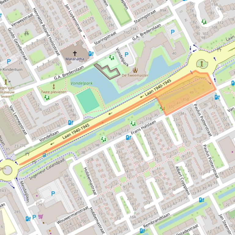 Kaart van postcodegebied 3141XG.