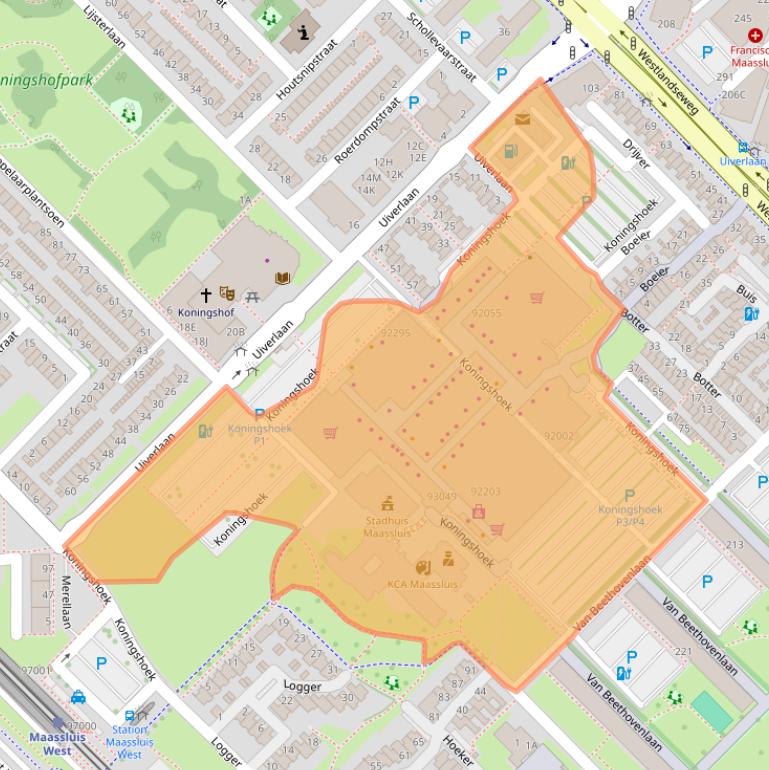 Kaart van postcodegebied 3144BA.