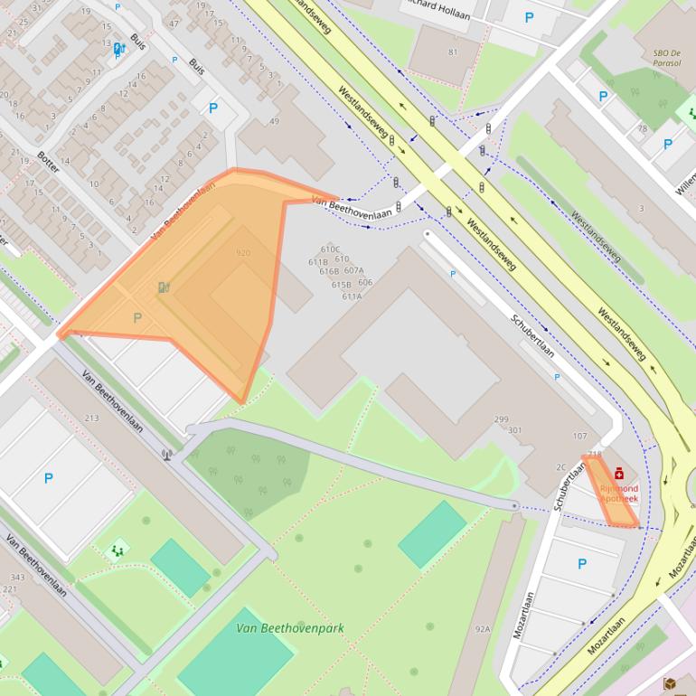 Kaart van postcodegebied 3144BL.