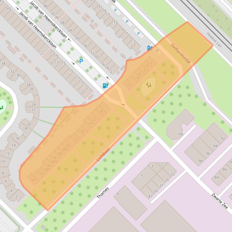 Kaart van postcodegebied 3144DM.