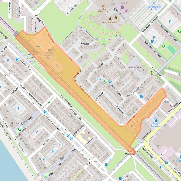 Kaart van postcodegebied 3144KD.