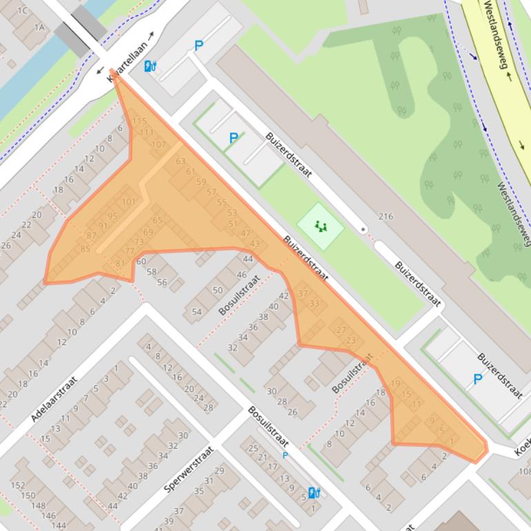 Kaart van postcodegebied 3145AC.