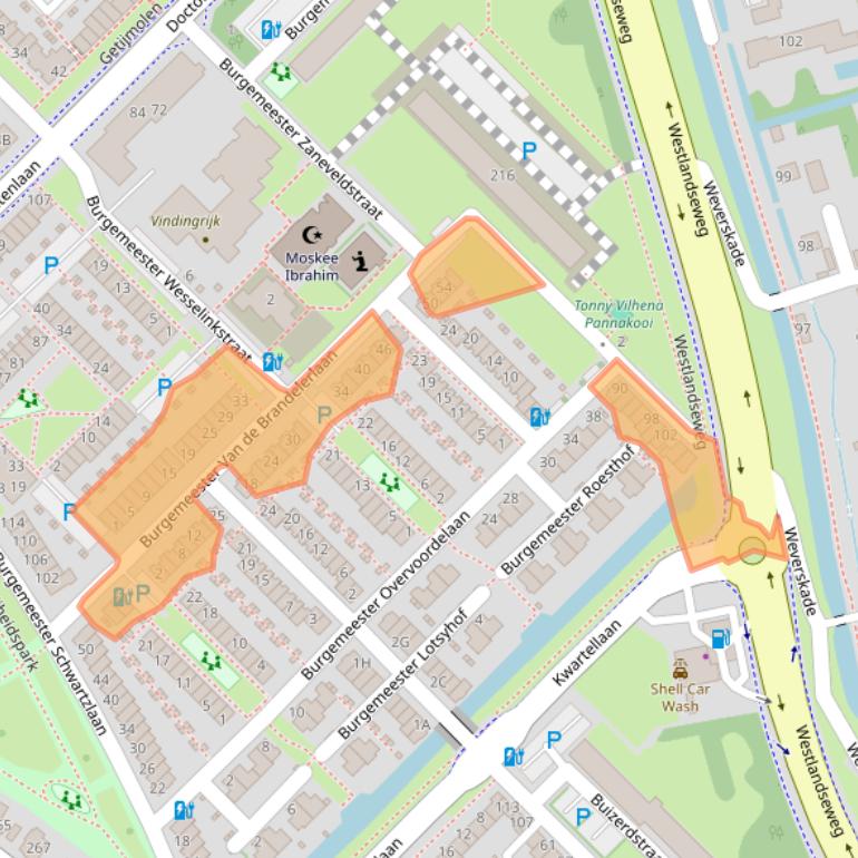 Kaart van postcodegebied 3145MA.