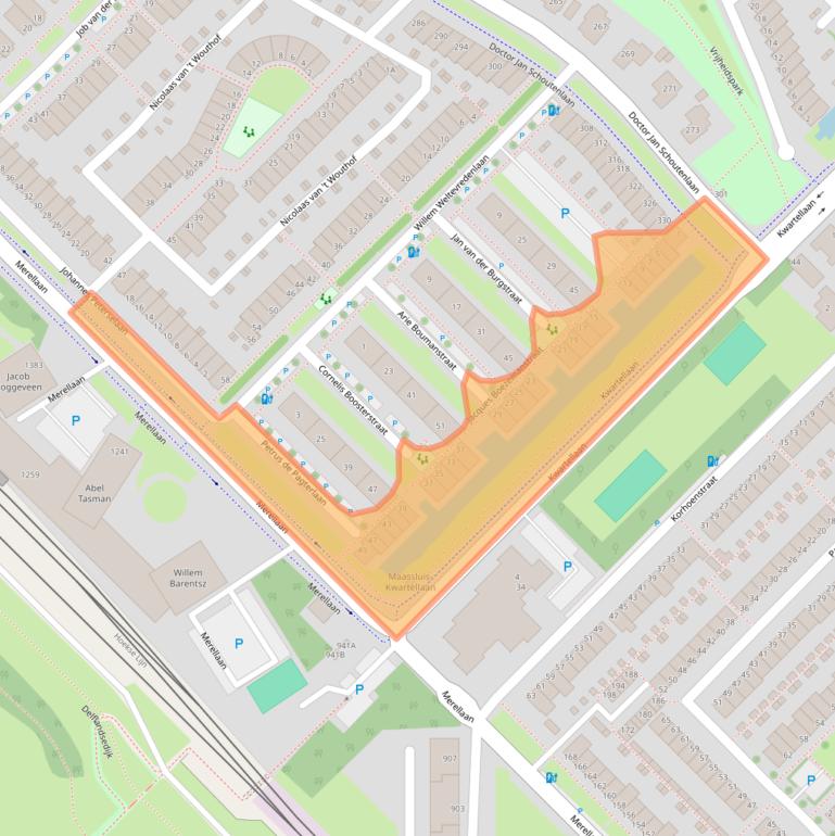 Kaart van postcodegebied 3145SW.