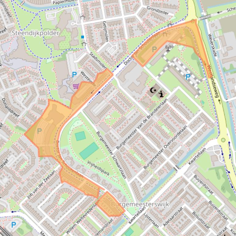 Kaart van postcodegebied 3145SZ.