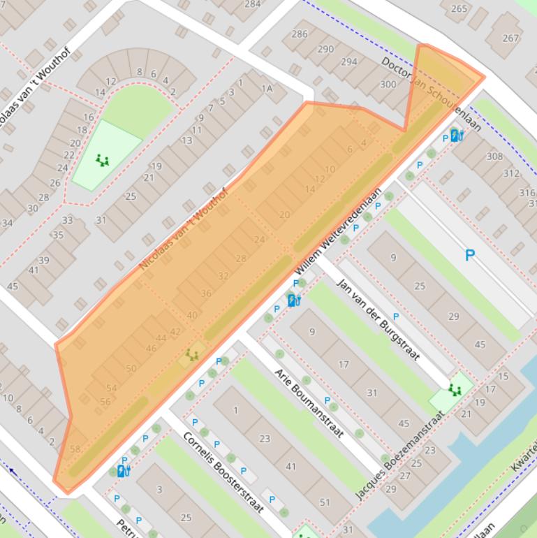 Kaart van postcodegebied 3145WJ.