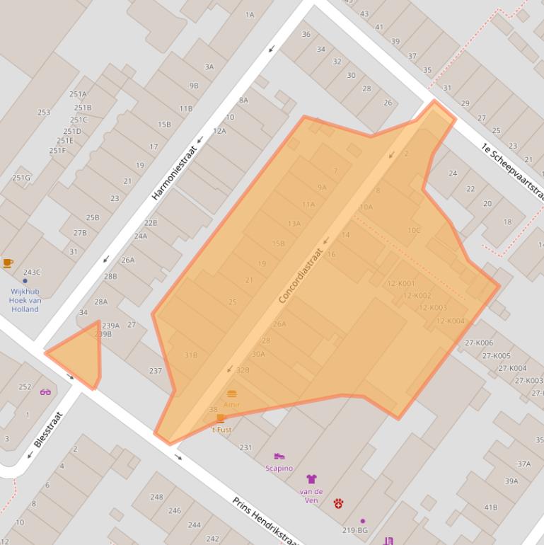 Kaart van postcodegebied 3151AA.