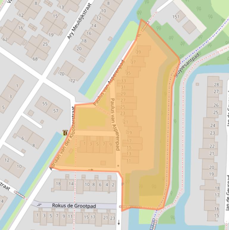 Kaart van postcodegebied 3151JA.