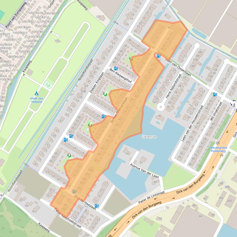 Kaart van postcodegebied 3151MB.