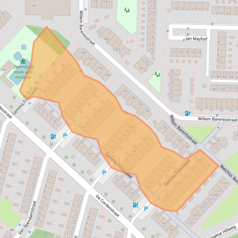 Kaart van postcodegebied 3151WE.