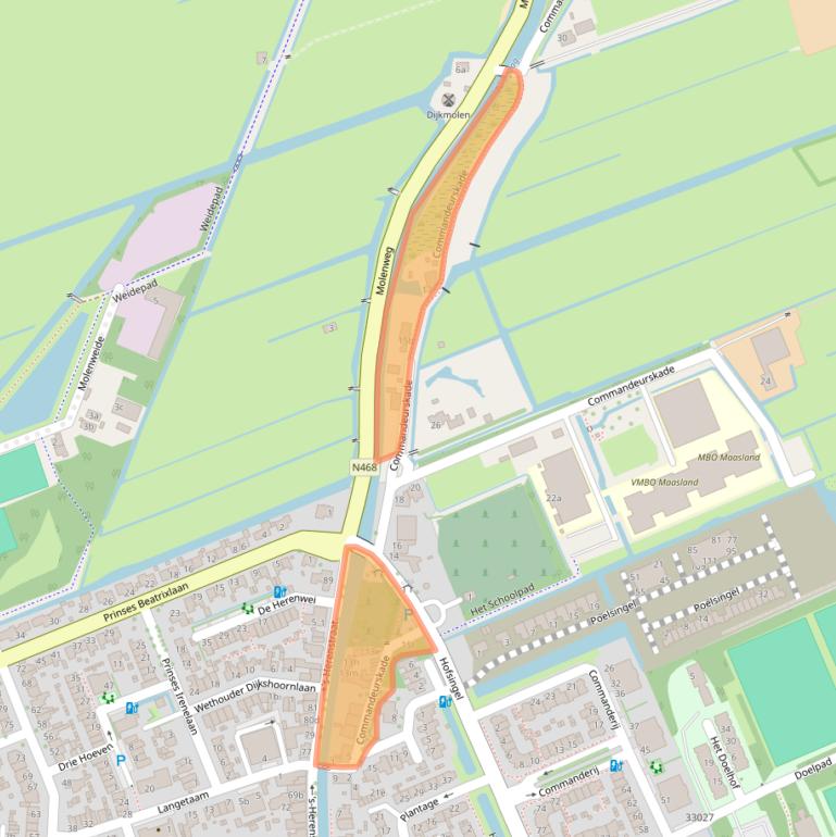 Kaart van postcodegebied 3155AC.