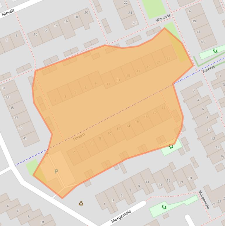 Kaart van postcodegebied 3155BC.