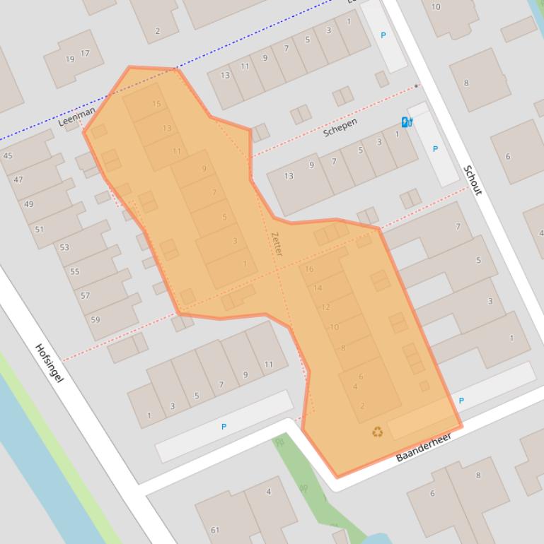 Kaart van postcodegebied 3155NJ.
