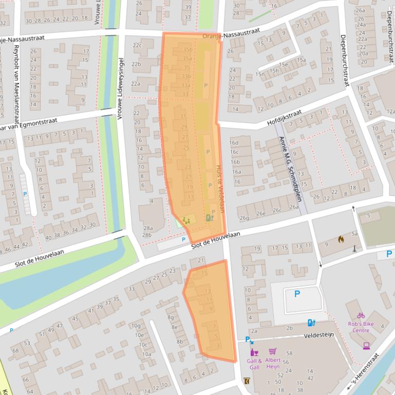 Kaart van postcodegebied 3155SB.