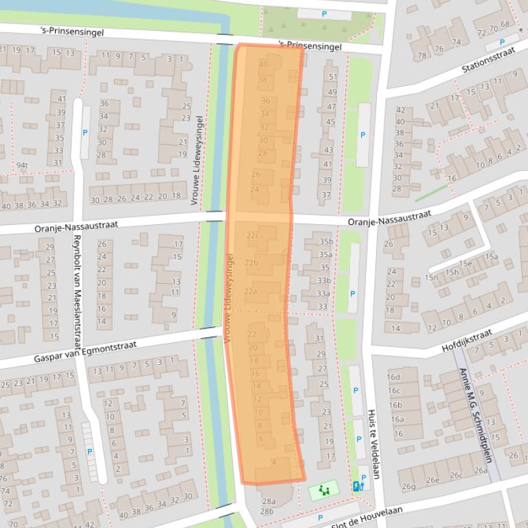 Kaart van postcodegebied 3155VW.