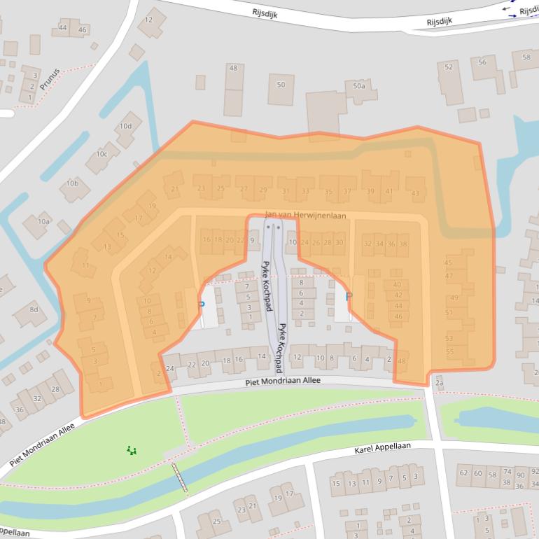 Kaart van postcodegebied 3161DX.