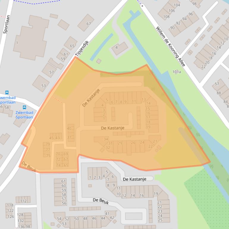 Kaart van postcodegebied 3161JJ.