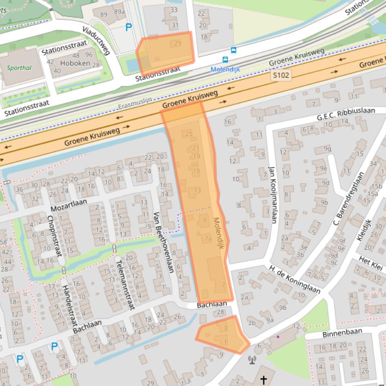 Kaart van postcodegebied 3161KJ.