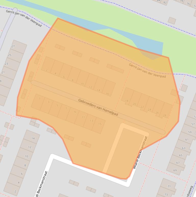 Kaart van postcodegebied 3191BC.