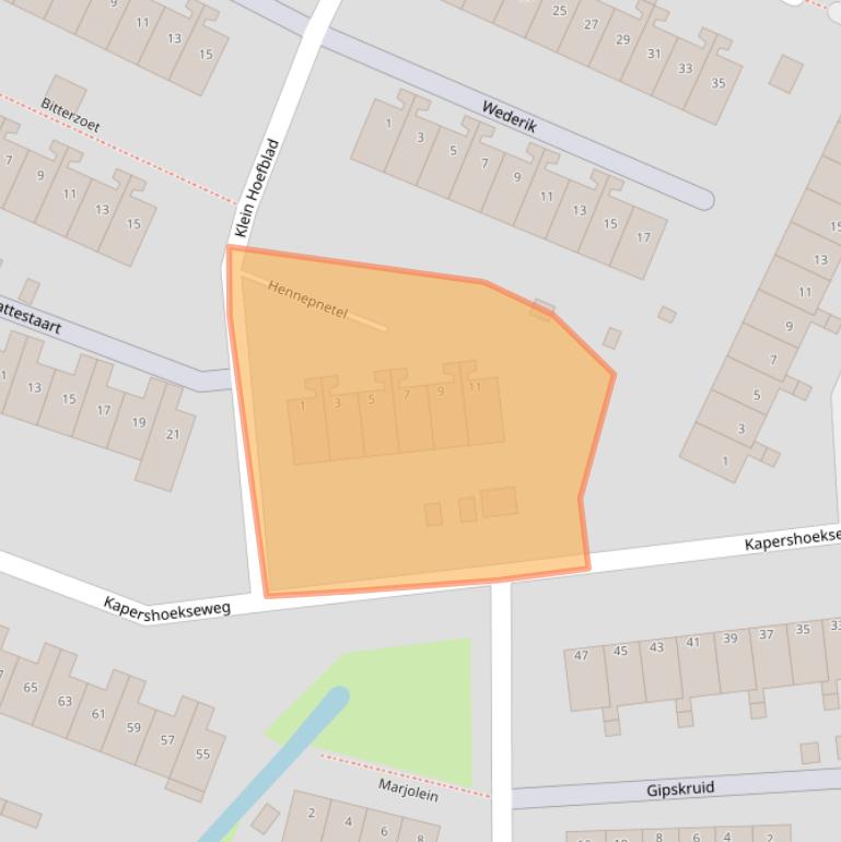 Kaart van postcodegebied 3191JE.