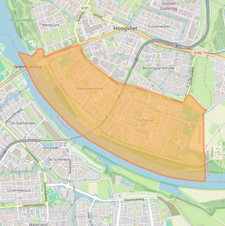 Kaart van postcodegebied 3192.