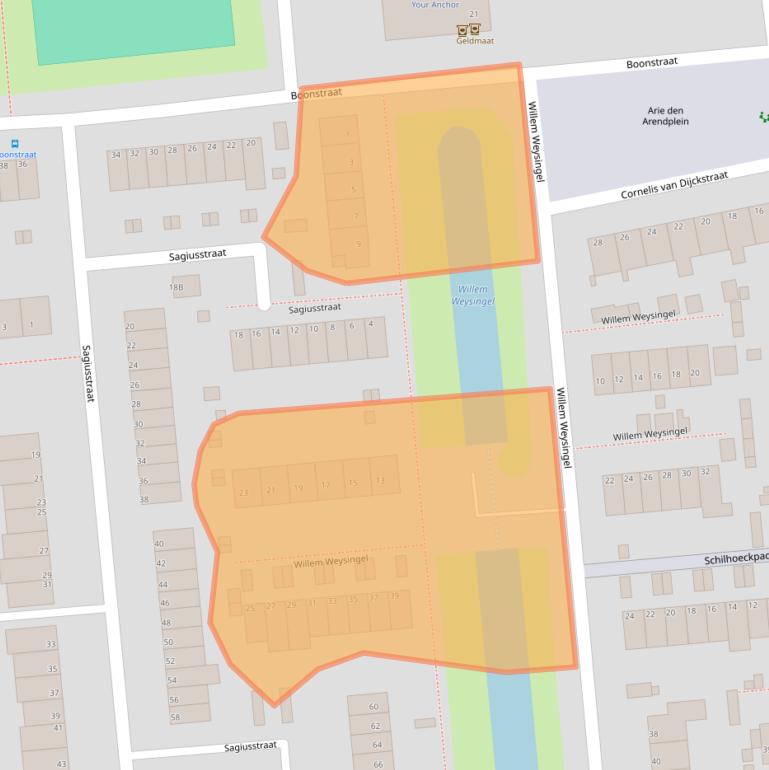 Kaart van postcodegebied 3195BT.