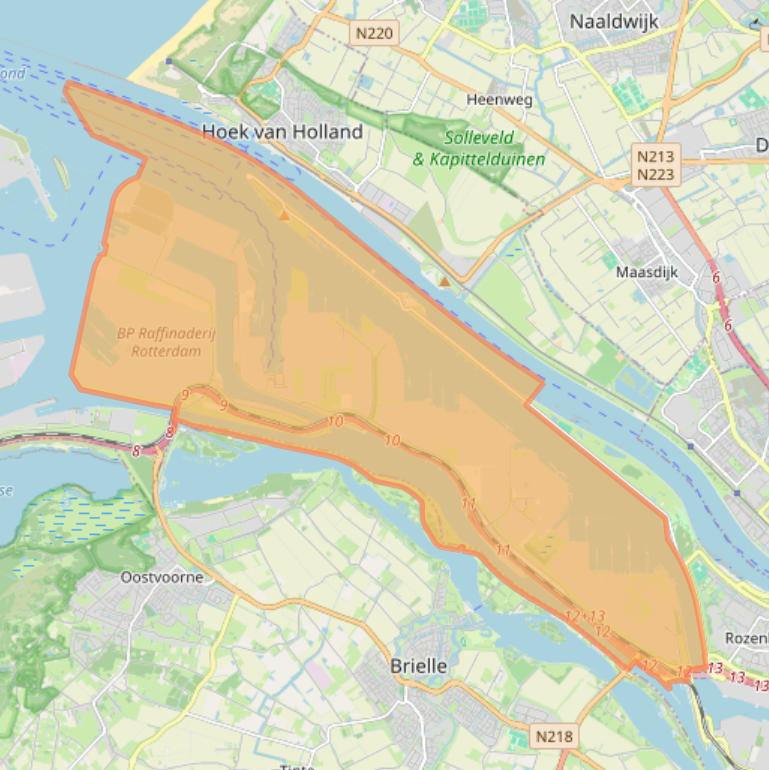 Kaart van postcodegebied 3198.