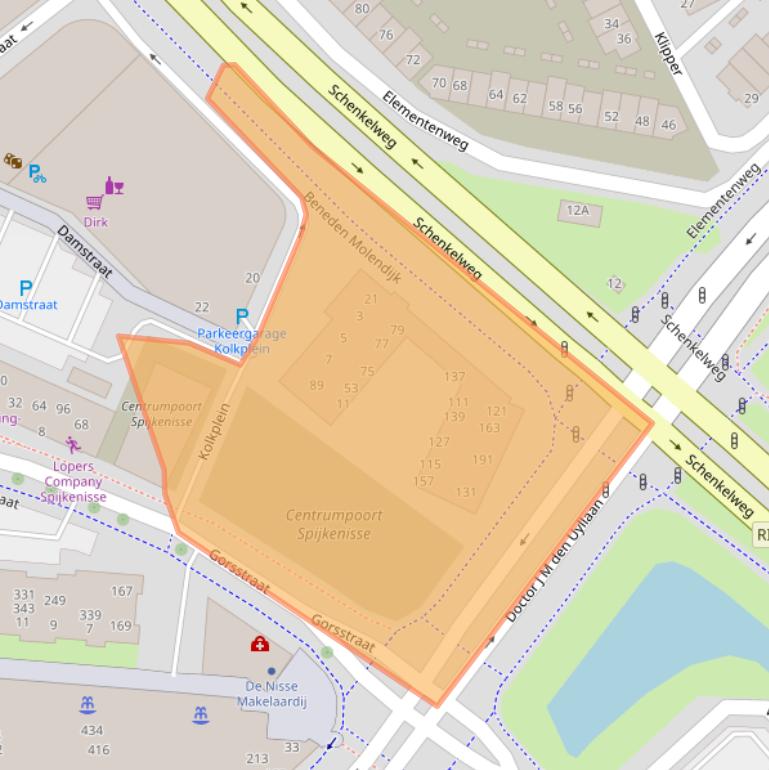 Kaart van postcodegebied 3201DC.