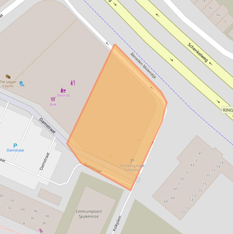 Kaart van postcodegebied 3201DJ.