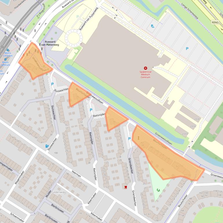 Kaart van postcodegebied 3201GA.