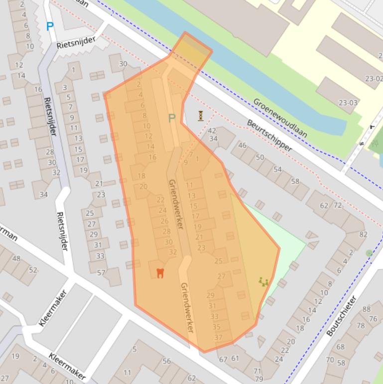 Kaart van postcodegebied 3201GC.