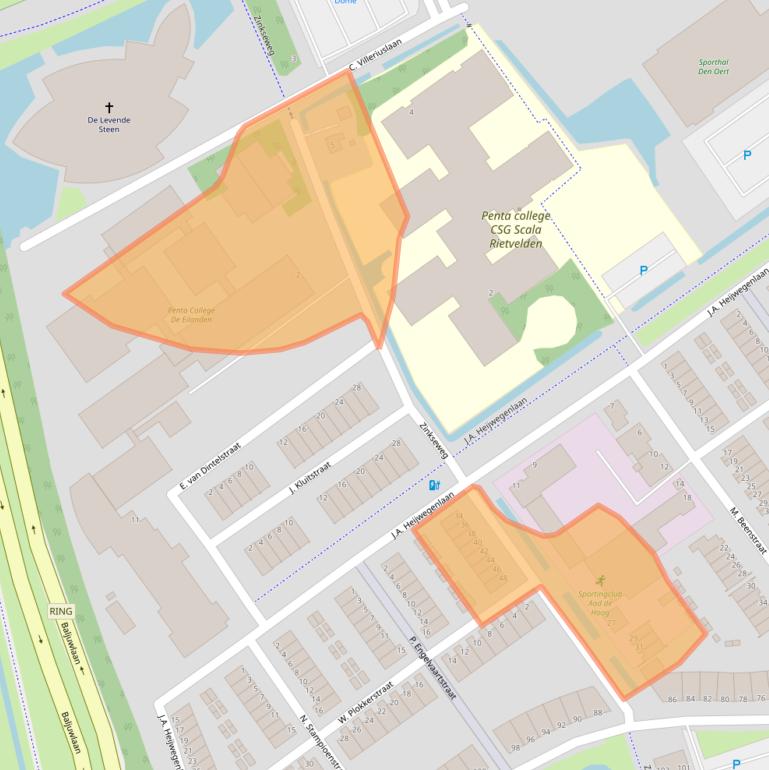 Kaart van postcodegebied 3201KZ.