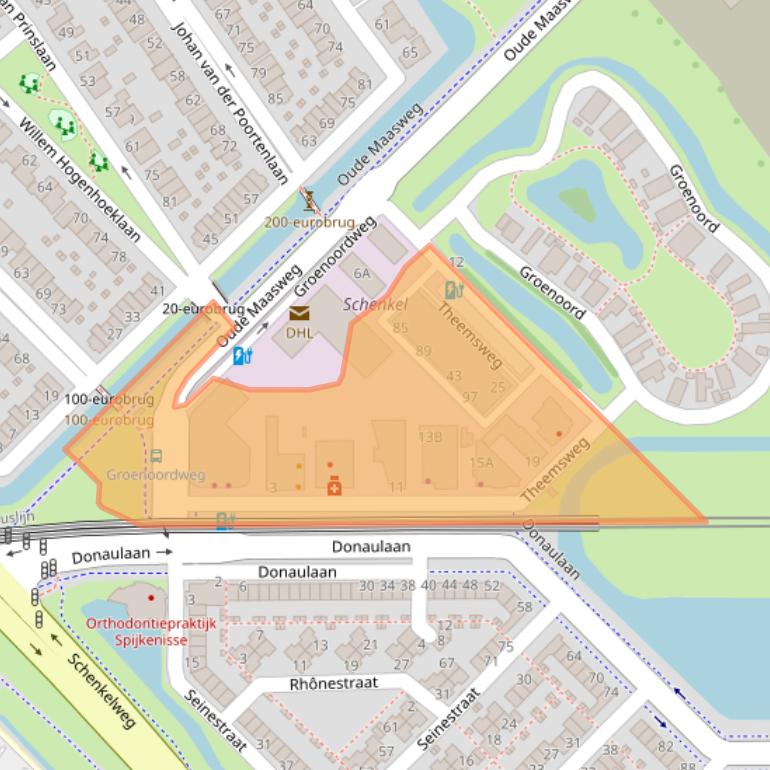 Kaart van postcodegebied 3201LT.