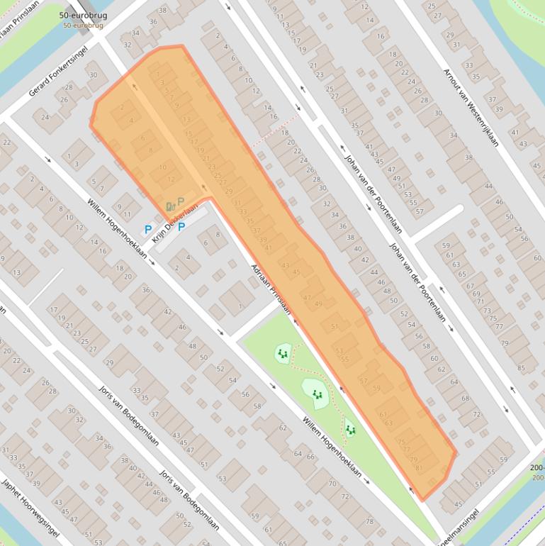 Kaart van postcodegebied 3201MD.