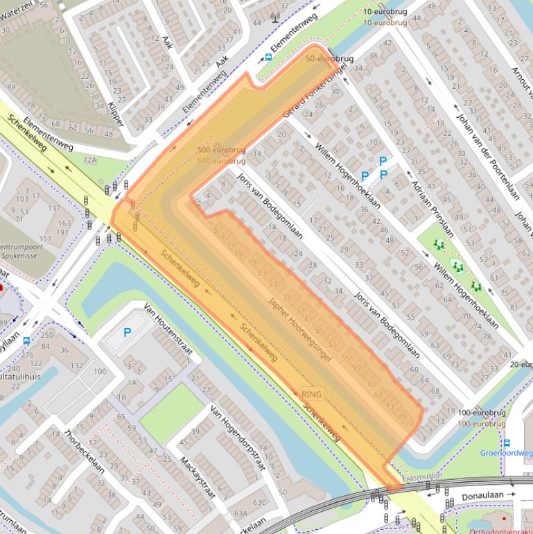 Kaart van postcodegebied 3201MJ.