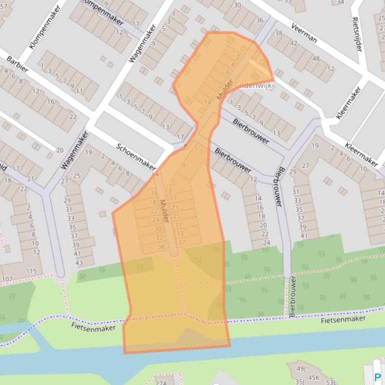 Kaart van postcodegebied 3201TG.