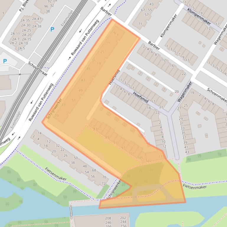 Kaart van postcodegebied 3201TJ.