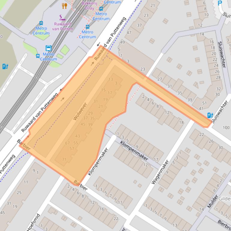 Kaart van postcodegebied 3201TM.