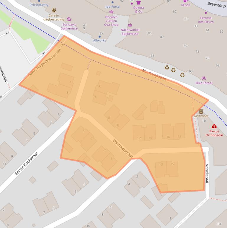 Kaart van postcodegebied 3201VT.