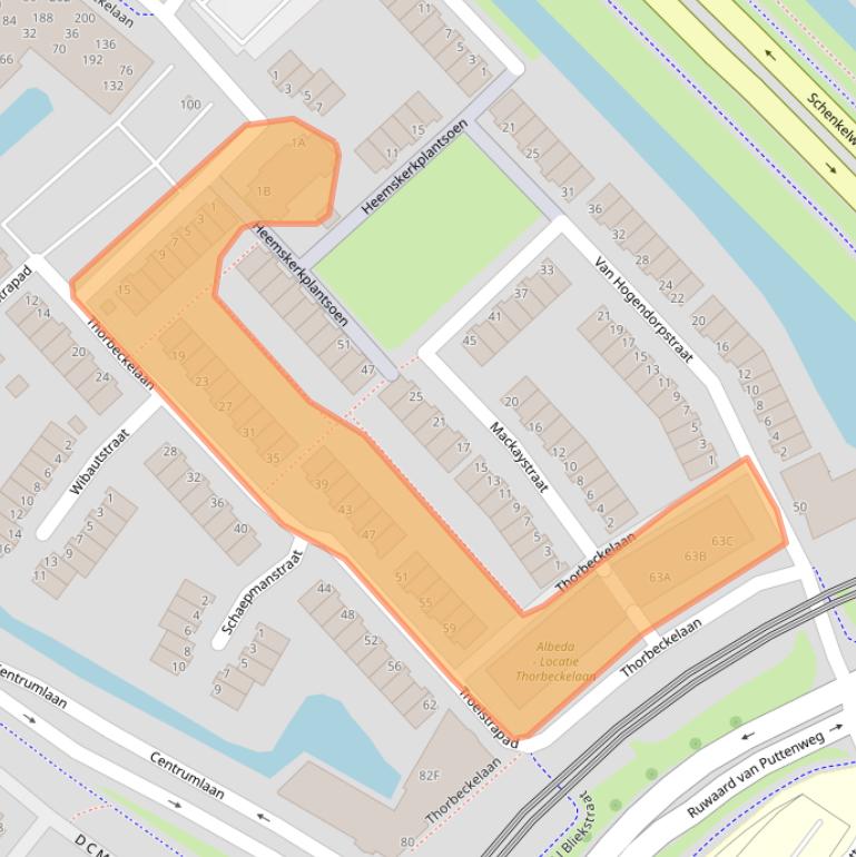 Kaart van postcodegebied 3201WJ.