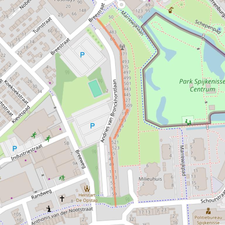 Kaart van postcodegebied 3201XB.