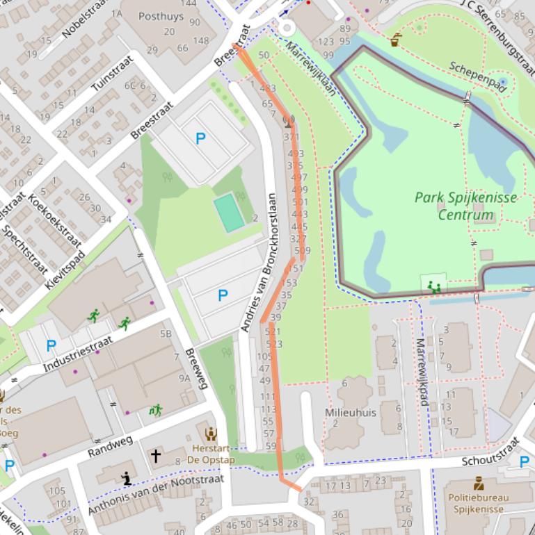 Kaart van postcodegebied 3201XJ.