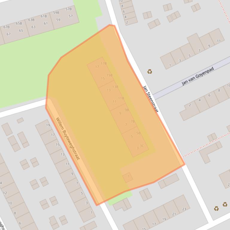 Kaart van postcodegebied 3202ED.