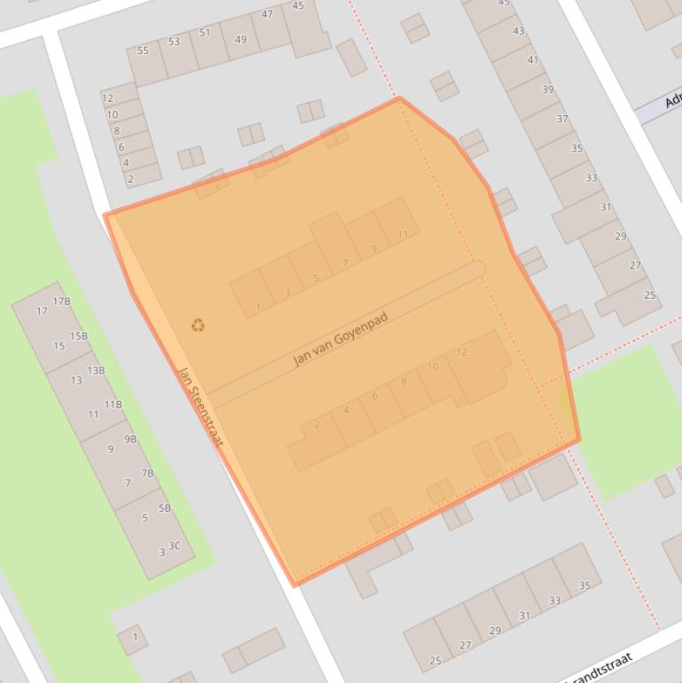 Kaart van postcodegebied 3202EE.